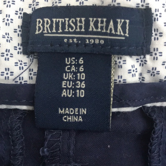 British Khaki navy blue pineapple shorts - Picture 4 of 4